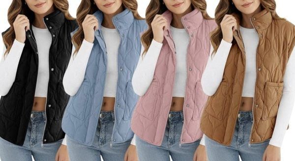 Women’s Quilted Puffer Vest only $17.99!